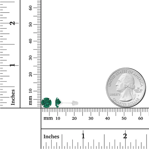 Miniatura 4 de Aretes de tuerca con tuerca de oro macizo de 14 quilates, hipoalergénicos, de 0.236 in, con piedra natal redonda