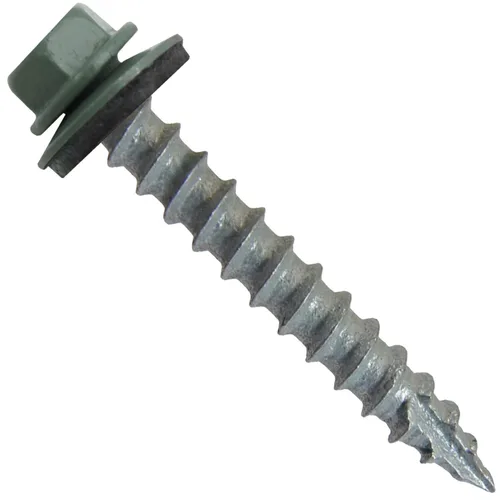 Miniatura 31 de Tornillos de metal para techos n.º 14 x 1-1/2 pulgadas, cabeza hexagonal de arandela de piel de buque Tornillo de techo de chapa metálica. Buckskin