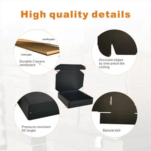 Miniatura 4 de Cajas de envío pequeñas de 4 x 4 x 1 pulgada, paquete de 25 sobres de cartón corrugado para negocios, color negro (CM441B25)