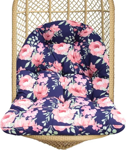 Miniatura 10 de Cojines para silla colgante de patio al aire libre, 46.6 x 33.9 pulgadas, relleno de poliéster, para silla de columpio, color negro 46.6"×33.9
