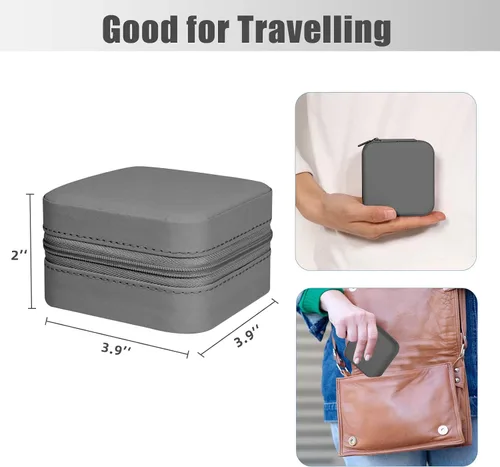 Miniatura 2 de Joyero de viaje con espejo, mini organizador portátil para anillos, aretes, collares, regalos para niñas y mujeres