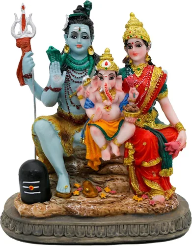 Estatua de la familia de Dios Shiva de la India, de 6.1 pies de altura, ídolos hindúes Shiva, escultura familiar Ganesh Parvati Murti Moorti Pooja