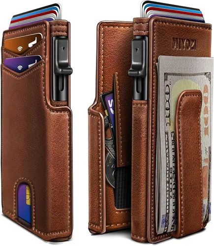 Miniatura 14 de miyozi Billetera para hombre, con clip para dinero, bolsillo para monedas, ventana para identificación, delgada, bolsillo frontal con bloqueo RFID