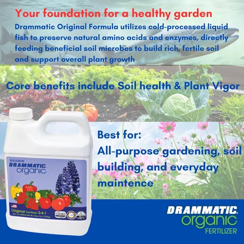 Miniatura 5 de Dramm Drammatic® Organic™ Fertilizante original 2-4-1, fertilizante líquido hidrolizado para pescado, para verduras, flores y frutas, 1 galón