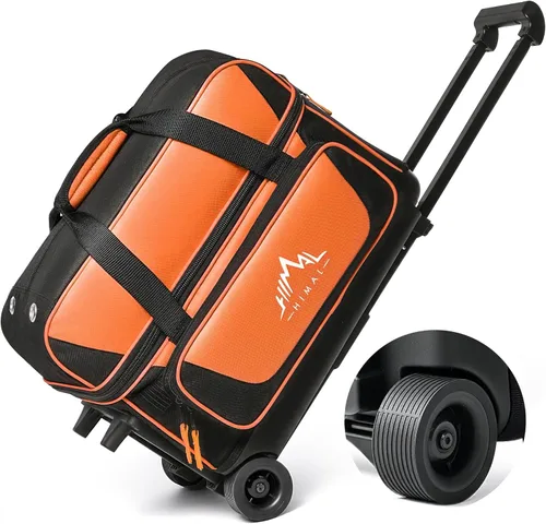 Miniatura 9 de GoHimal Bolsa de bolos de doble rodillo para 2 bolas con compartimento separado para zapatos de boliche (hasta talla 15 de hombre de EE. UU.)