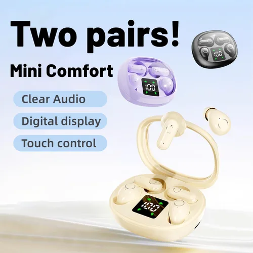 Miniatura 4 de 2-in-1 Mini Invisible Sleep Bluetooth Earbuds,Small Wireless Sleep Headphones for Side Sleepers,Bluetooth 5.4 Bass Stereo Sound Over-Ear Caqui