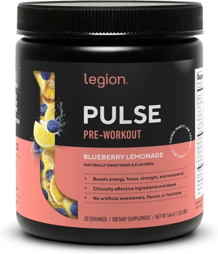 LEGION Pulse Pre Workout - Bebida preentrenamiento de óxido nítrico totalmente natural para aumentar la energía, sin creatina, endulzada