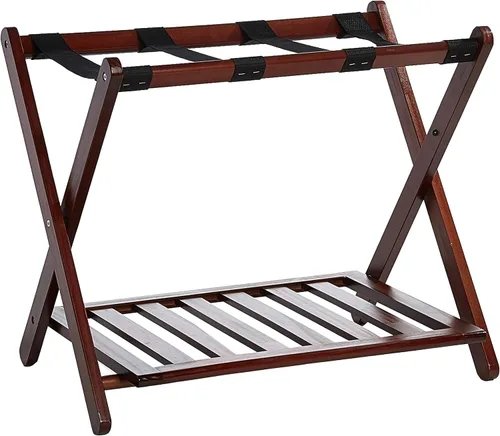 Miniatura 13 de Casual Home estantería para equipaje con estante, madera maciza, Madera, Espresso