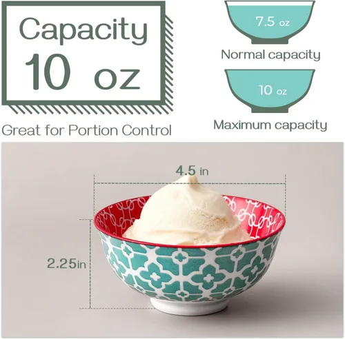 Miniatura 2 de DOWAN Juego de 6 cuencos pequeños de 10 onzas – Cuencos de cerámica versátiles para helado, cuencos de postre pequeños duraderos para cereales