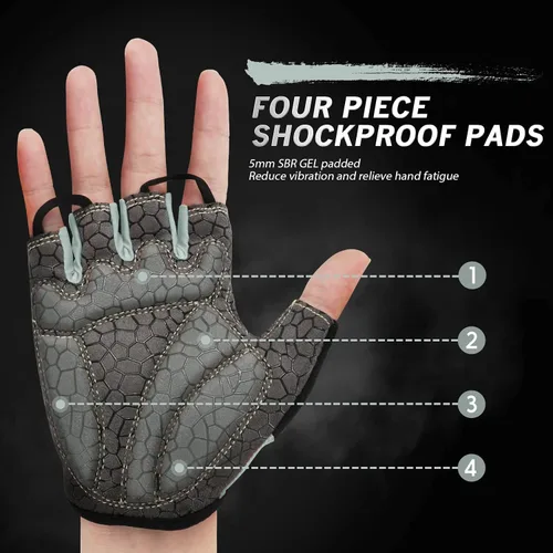 Miniatura 2 de Guantes de bicicleta para hombres y mujeres con almohadilla antideslizante que absorbe los golpes, guantes de ciclismo ligeros de medio dedo