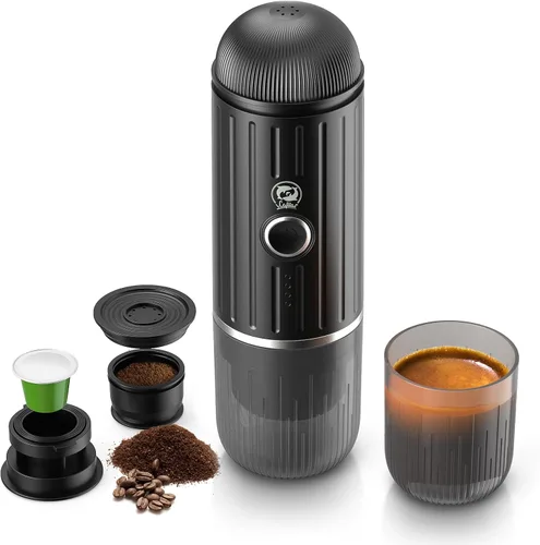 i Cafilas Máquina de café espresso portátil autocalentable | Cafetera a batería para acampar sin electricidad | Café molido 2 en 1 y cápsula NS | 19