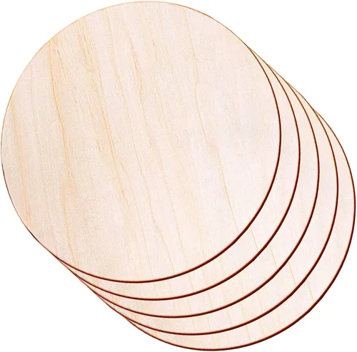 Audab Paquete de 5 círculos de madera de 14 pulgadas sin terminar para manualidades, colgador de puerta, diseño de puerta, quema de madera