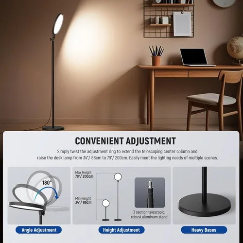 Miniatura 8 de NEEWER Basics Anillo de luz circular grande de 12 pulgadas y 24W con soporte de 68 pulgadas/soporte para teléfono/control remoto para grabación