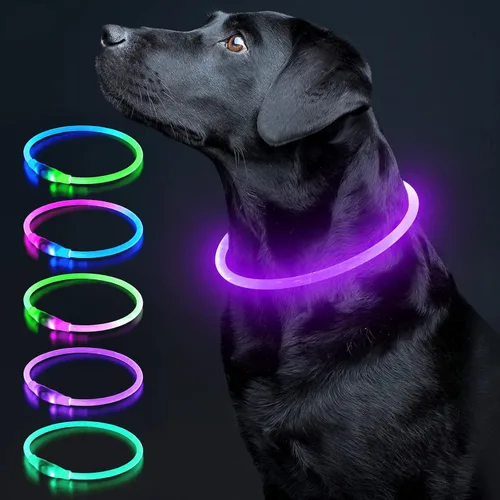 Miniatura 12 de Colaseeme Collar de perro con luz LED, collar de perro con luz, recargable por USB, TPU brillante, luz de seguridad, luces para perros medianos
