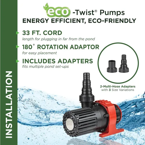 Miniatura 7 de Alpine Corporation Eco-Twist - Bomba de estanque de 5300 GPH de ahorro de energía con controlador y cable de 33 pies
