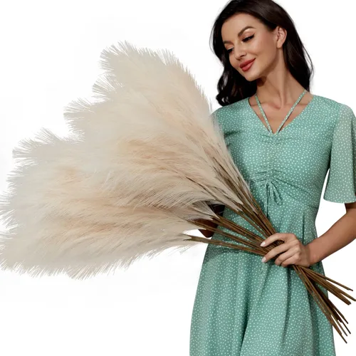Miniatura 8 de FOTEEWL 8 piezas de decoración de hierba de pampa falsa de 38"/3.1 pies de alto, flores pompas falsas grandes, ramas de hierba pomposa artificial
