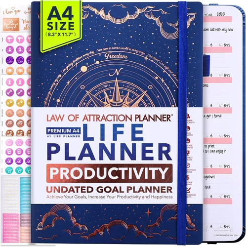 Miniatura 22 de Planificador de Vida - Agenda Semanal y Mensual Sin Fecha, Viaje de 12 Meses para Aumentar la Productividad Diario de Gratitud, Organizador