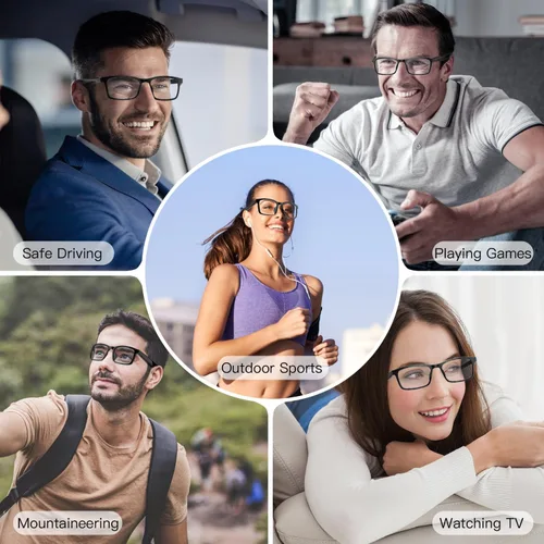 Miniatura 6 de Lentes inteligentes, gafas Bluetooth con luz azul, micrófono y altavoces integrados, música de oído abierto y llamadas manos libres, compatibilidad
