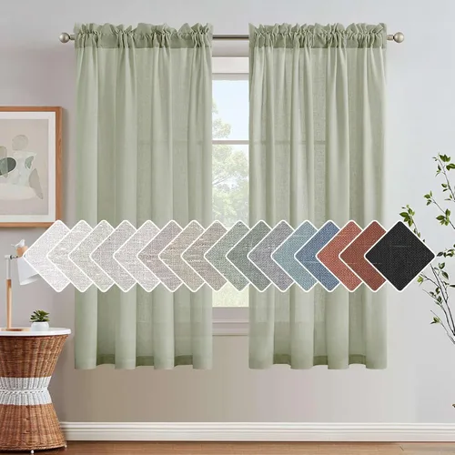 Miniatura 52 de H.VERSAILTEX Cortinas de Lino con Textura Filtradoras de Luz para Tratamiento de Ventanas de Sala de Estar, Cortinas Naturales Duraderas