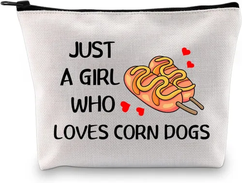 G2TUP Bolsa de maquillaje para perros de maíz, regalo para amantes de los perros de maíz, bolsa de cosméticos Corndog, regalo para amantes de los
