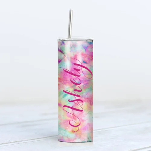 Vaso personalizado Tie Dye | Acero inoxidable de 20 onzas | Taza personalizada para mujer | Taza de viaje | Taza de café de doble pared para bebidas