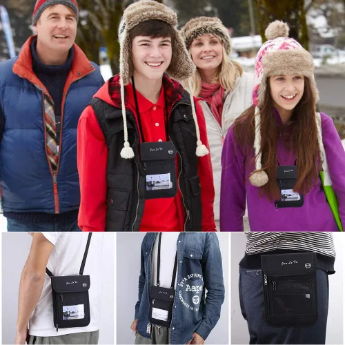 Miniatura 7 de Soporte para pasaporte para viajes, cartera de pasaporte RFID con diseño de ventana visual, organizador de documentos multifuncional, bolsa de viaje