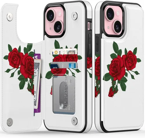 Miniatura 125 de FUNMIKO Funda tipo cartera para iPhone 13 con tarjetero, bloqueo RFID, protección de grado militar y obras de arte impresas con rayos UV, cierre