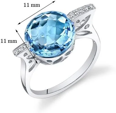 Miniatura 3 de Peora Anillo de oro blanco de 14 quilates con topacio azul suizo (6,3 cttw)