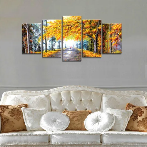 Miniatura 3 de Wieco Art Lienzo Giclée Impresiones de Arte de Pared Otoño Amor por Pinturas al óleo Reproducción para Dormitorio Cocina Decoración del Hogar