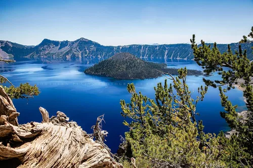 Pacific Northwest Photography Print (Not Framed) Picture of Crater Lake on Summer Day in Oregon Cascade Mountains Wall Art Nature Decor (8" x 10")