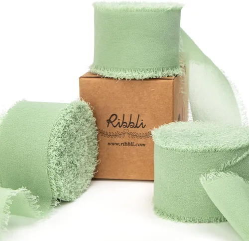 Miniatura 18 de Ribbli Cinta de gasa, 1.5 pulgadas x 30 yardas, seda champán/nude, hecha a mano para invitaciones de boda, envoltura de regalos, ramos de novia