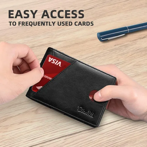 Miniatura 106 de Zitahli - Billeteras delgadas RFID para hombres, billetera de cuero flexible con clip de dinero, cartera minimalista con bolsillo frontal