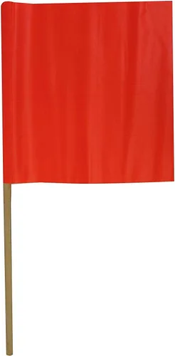 Miniatura 2 de Bandera de seguridad de vinilo naranja de 18 pulgadas en clavija de madera de 36 pulgadas (4 de cada uno)