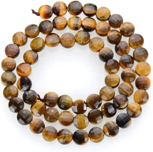 Miniatura 2 de Adabele GZ13-10 - 3 hebras de piedras preciosas de ojo de tigre amarillo natural de 0.236 pulgadas (0.236 in) facetadas, cuentas sueltas y redondas