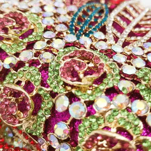 Miniatura 3 de Boutique De FGG Bolso de mano de flores para mujer, bolso de mano de cristal para mujer, bolsos de noche formales con diamantes de imitación