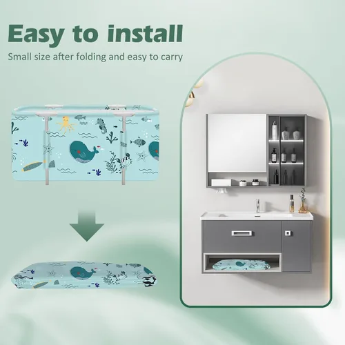 Miniatura 6 de Tina portátil plegable, tina de baño vertical para cabina de ducha, fácil de ensamblar, tina plegable adecuada para viajes, camping y actividades al