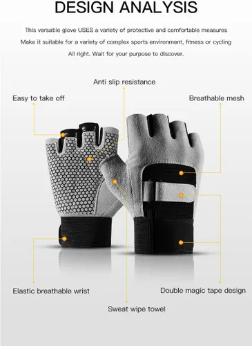 Miniatura 2 de Guantes deportivos antideslizantes y transpirables de medio dedo, ideales para ciclismo, correr, patinar, gimnasio, entrenamiento, al aire libre