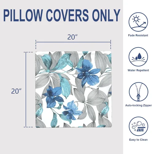 Miniatura 495 de Juego de 2 almohadas para exteriores de 16 x 16 pulgadas, repelentes al agua con interiores, para muebles de patio, hogar, jardín, geometría bohemia