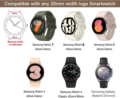 Miniatura 6 de Correa brillante para mujer compatible con Samsung Galaxy Watch 7 6 5 4 1.575 in 1.732 in/Watch 3 1.614 in/Samsung Active 2 1.575 in 1.732 in/Watch4