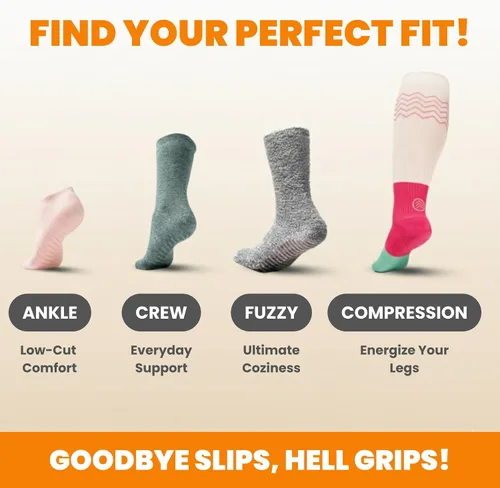 Miniatura 6 de Calcetines Gripjoy de agarre para mujer, antideslizantes, calcetines de agarre para mujer y hombre, para pilates, yoga, hospital, 3 pares, de largo