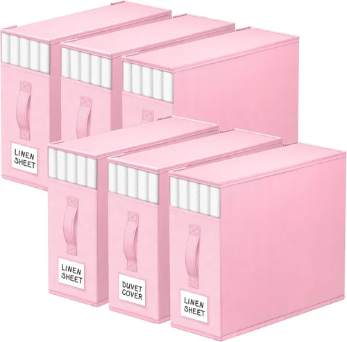 Miniatura 19 de StorageTastic Paquete de 4 Organizadores de Armario para Sábanas y Almacenamiento, Contenedores de Almacenamiento Plegables Resistentes con Ventana