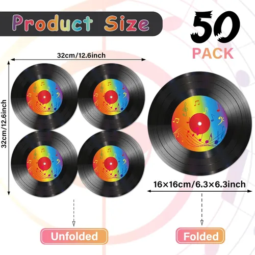 Miniatura 2 de 100 servilletas temáticas de vinilo con temática de los años 50, decoraciones para fiestas temáticas de los años 50, suministros de fiesta