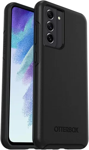 OtterBox Funda para Galaxy S21 FE 5G (solo la serie) Symmetry - Negro, ultra suave, compatible con carga inalámbrica, bordes elevados para proteger
