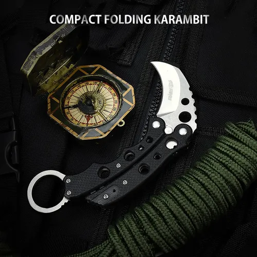 Miniatura 4 de Cuchillo de bolsillo NedFoss, cuchillo plegable EDC con clip, mango G10, bloqueo de botón, cuchillos compactos y geniales para el uso diario