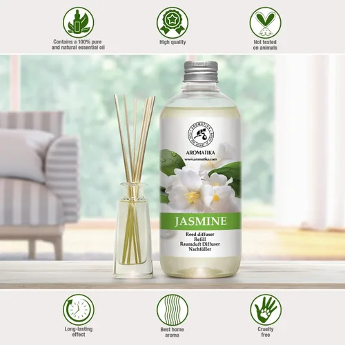 Miniatura 4 de Recambio difusor de varillas con aceite esencial de jazmín, 34 onzas líquidas, 2 x 16.9 fl oz, aceite de fragancia, ambientador de habitación