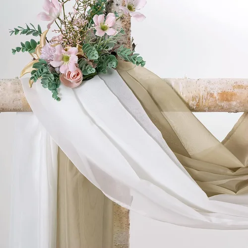 Miniatura 3 de MIULEE Cenefa Beige para Ventana para Fiesta - Cortina Transparente Cenefa Superior Tratamiento de Ventana Cortinas Decorativas para Arco de Boda