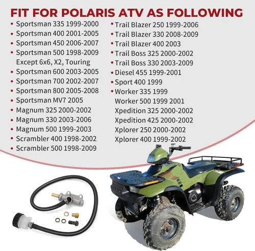 Miniatura 2 de 1910301 1910311 Cilindro maestro de freno trasero compatible con Polaris Sportsman Magnum Scrambler Trail Blazer Trail Boss Diesel Worker Xpedition