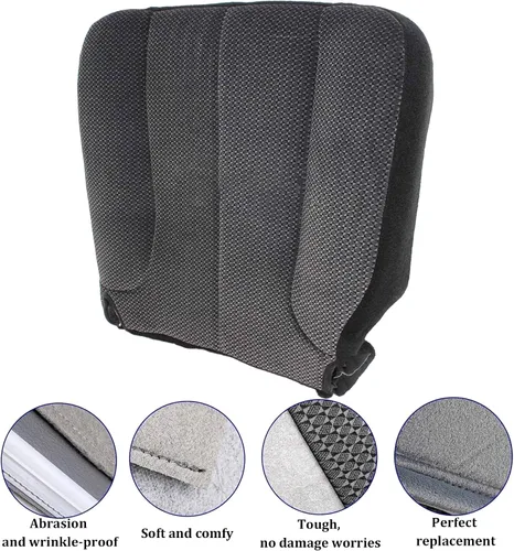 Miniatura 4 de GXARTS Funda de asiento de tela de repuesto para parte inferior del lado del conductor, color gris oscuro, compatible con Dodge Ram 1500 2500 3500