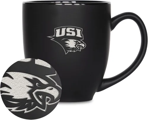 Miniatura 184 de Rico Industries - Taza de cerámica mate negra con grabado láser estándar de 15oz para NCAA (escuelas T & U) - Para bebidas calientes o frías