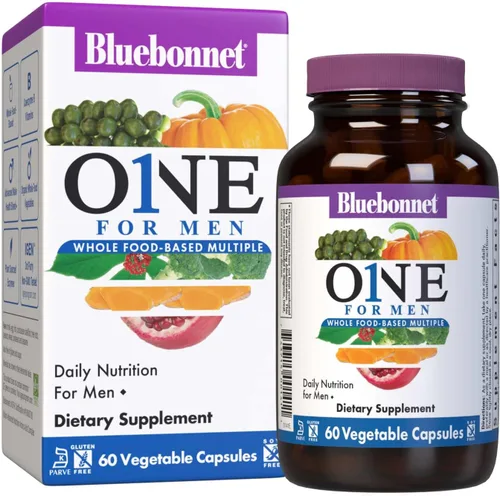 Bluebonnet Nutrition - Cápsula vegetal para hombre, alimentos integrales múltiples, K2, orgánico, energía, vitalidad, sin OMG, sin gluten, soja y